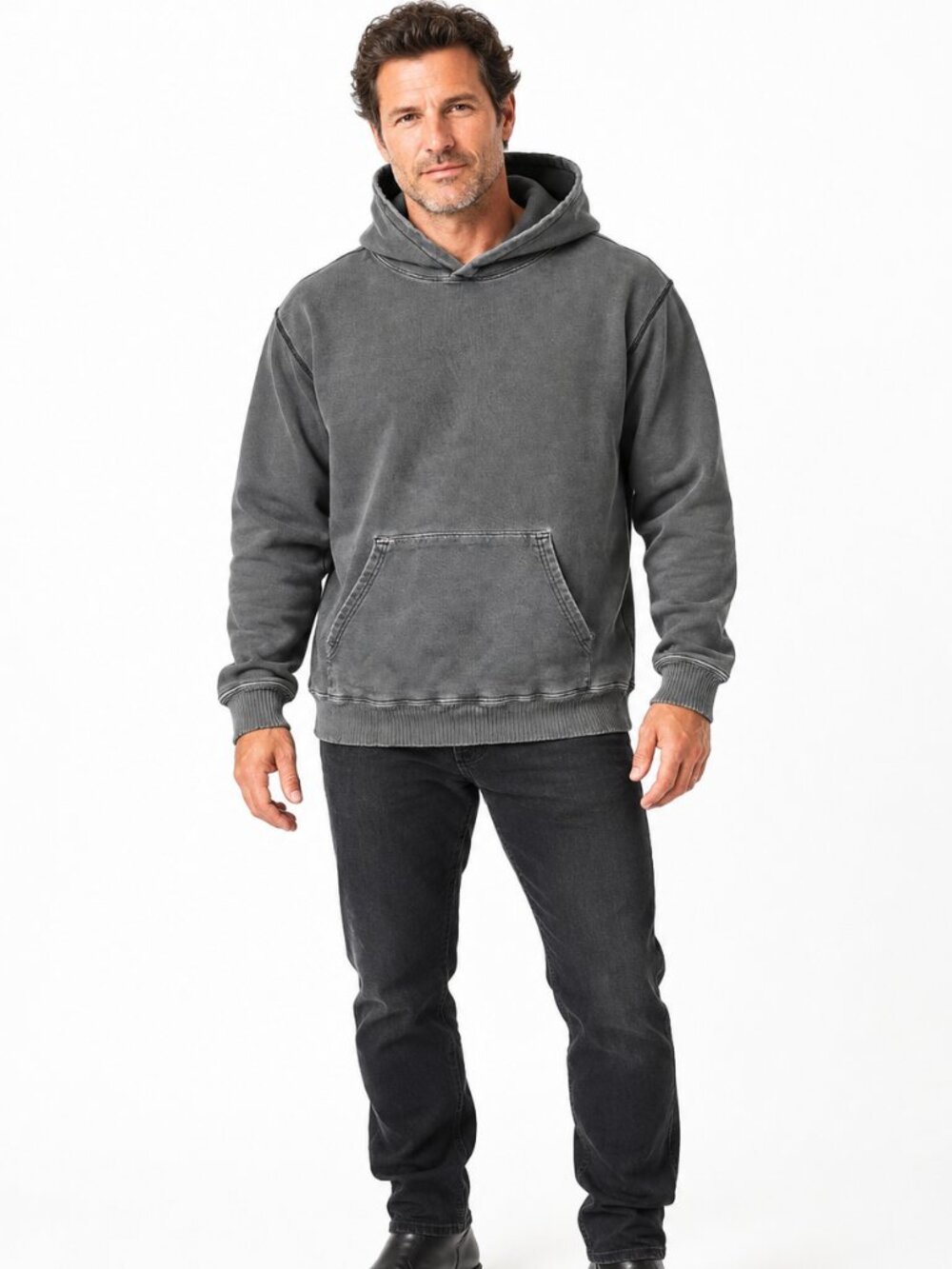 Elwood Vintage Core Washed Charcoal Gray Organic Cotton Pullover Hoodie Mens S